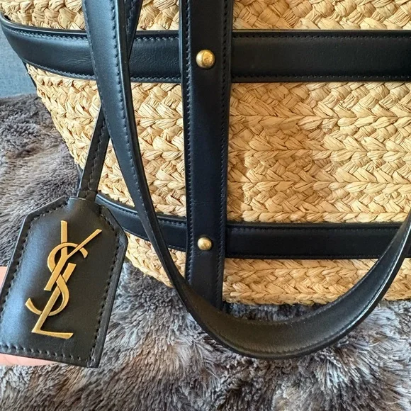 RARE Saint Laurent Raffia Caged Panier Bag - Picture 5 of 9